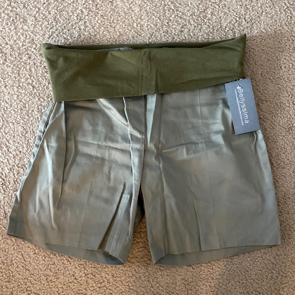 Olive Bermuda Maternity Shorts